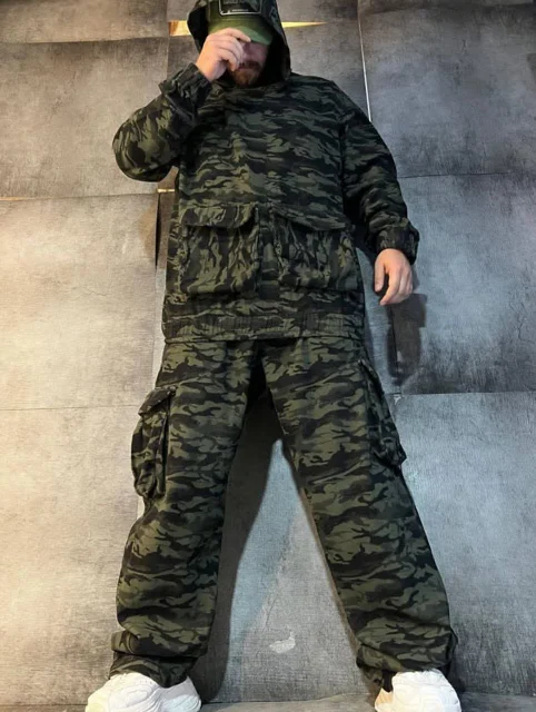 ست هودی و کارگو چریکی پارچه خارجی گرم بالا