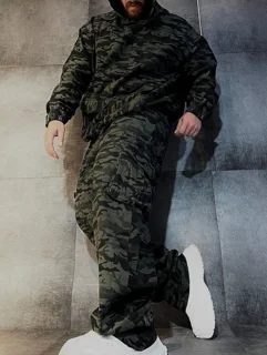 ست هودی و کارگو چریکی پارچه خارجی گرم بالا